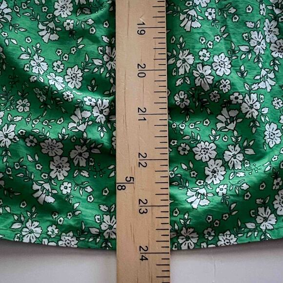 Topshop Floral Puff-Sleeve Peasant Blouse US 8 (UK 12) Green 100% Cotton NWT - Picture 8 of 8
